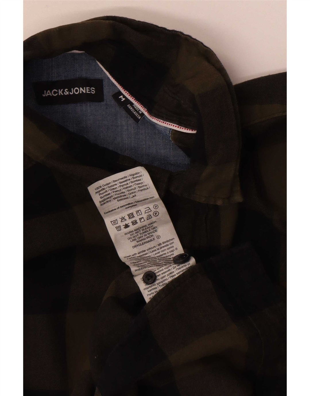 Jack & Jones Camicia da uomo in flanella di cotone a quadretti kaki medio