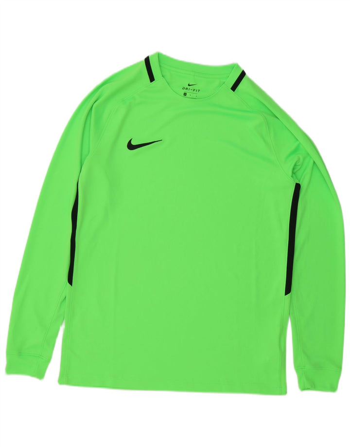 Maglia Nike Dri Fit da uomo a maniche lunghe in poliestere color block verde medio