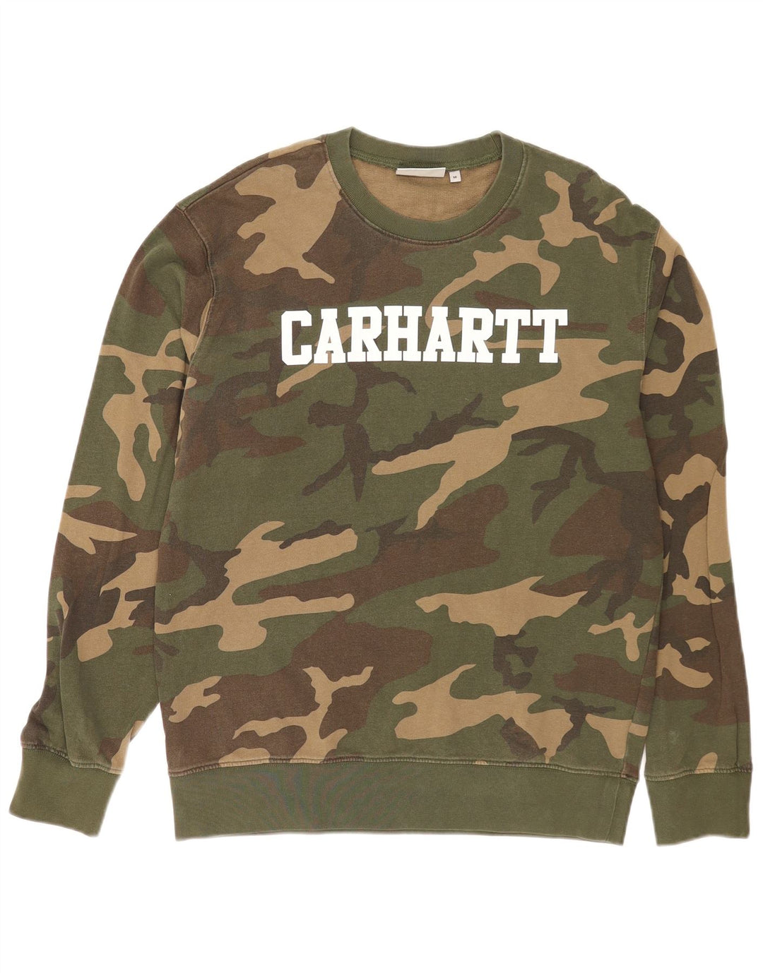 Felpa grafica da uomo Carhartt, maglione medio, cotone mimetico kaki