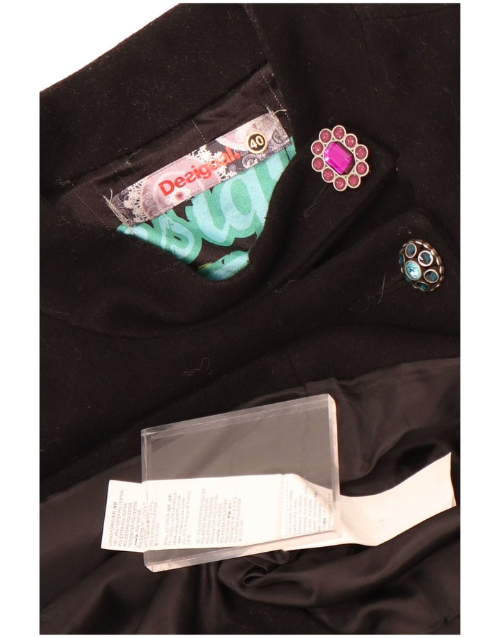 Desigual Soprabito grafico da donna EU 40 Lana geometrica nera media