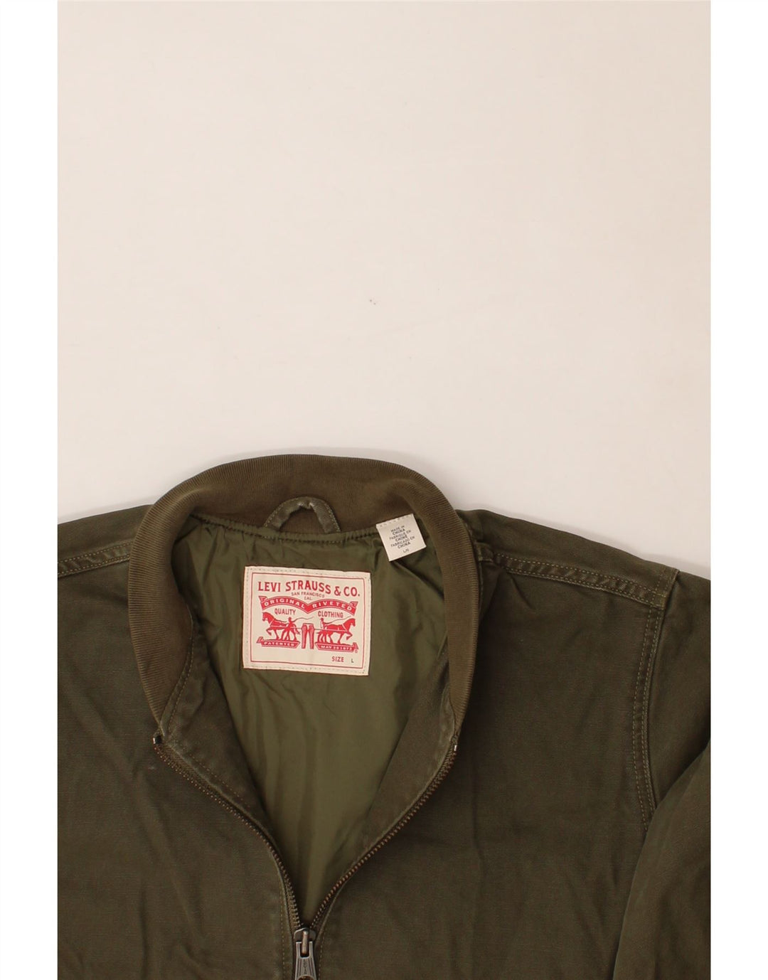 LEVI'S Mens Bomber Jacket UK 40 Large Khaki Cotton Vintage Levi's and Second-Hand Levi's from Messina Hembry 