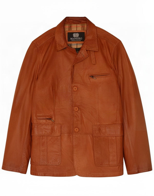 Giacca in pelle da uomo Manebo EU 54 2XL Marrone