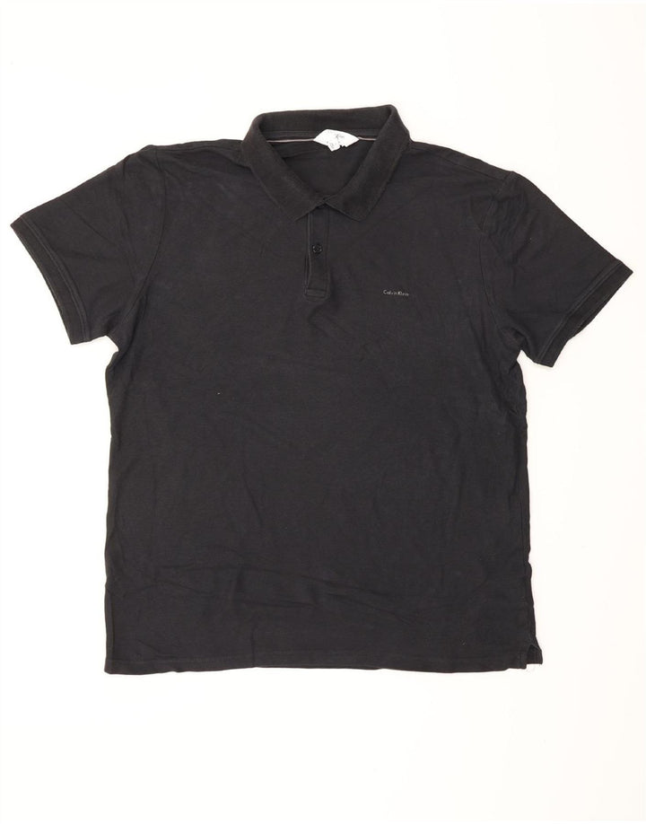 CALVIN KLEIN Polo da uomo slim fit grande in cotone nero