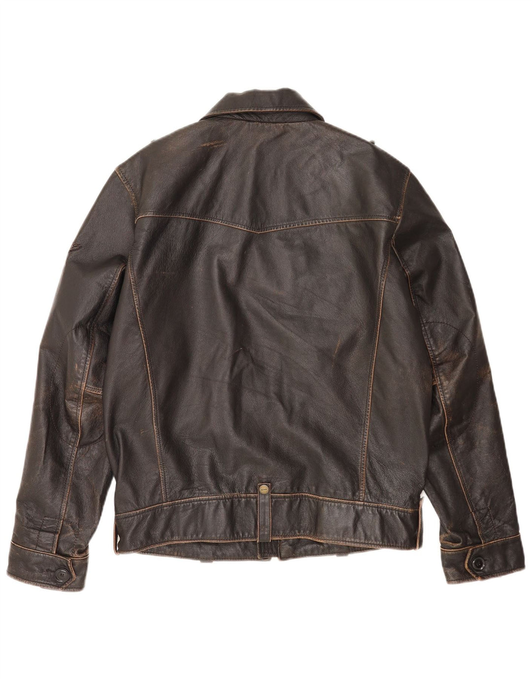 Giacca in pelle militare da uomo Mustang UK 36 piccola in pelle marrone