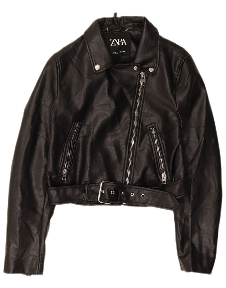 Giacca da motociclista da donna Zara UK 12 media nera