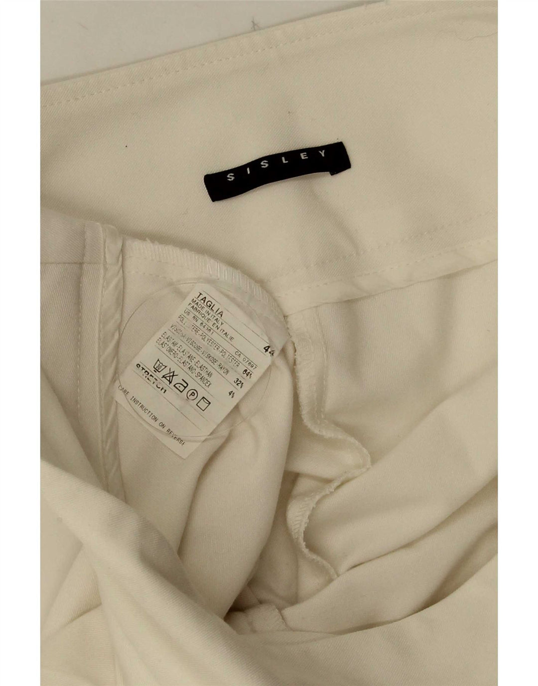 Pantaloni casual svasati da donna Sisley IT 44 Medium W30 L32 Poliestere bianco