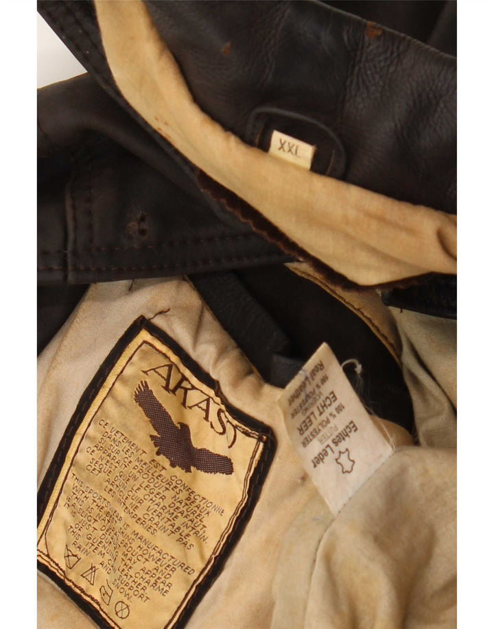 Giacca in pelle vintage da uomo UK 44 2XL Marrone