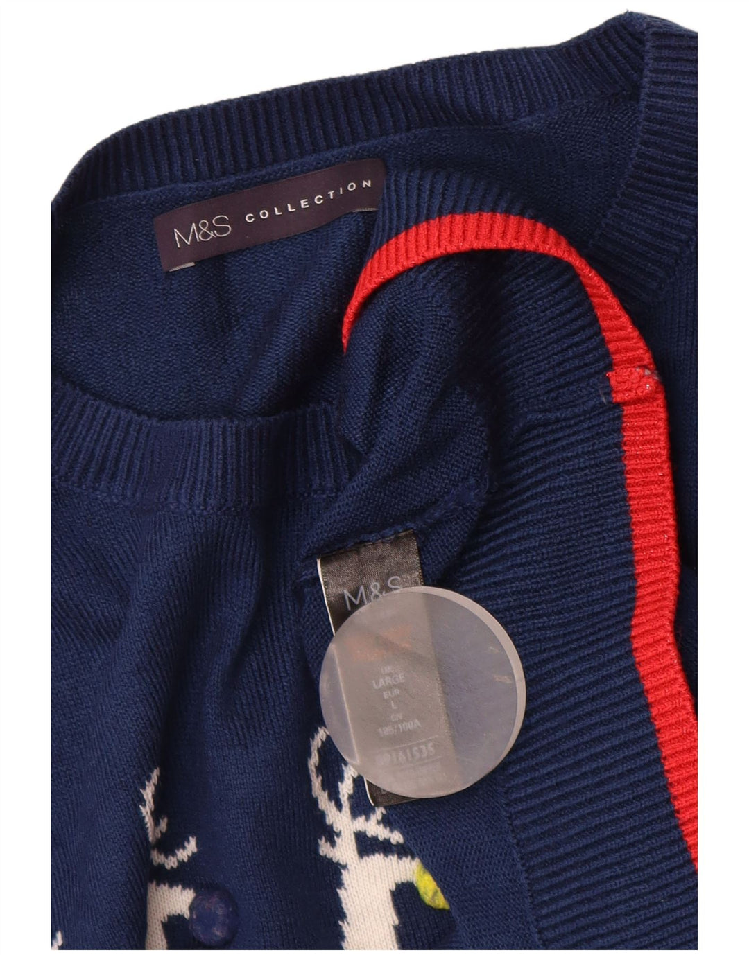 MARKS & SPENCER maglione da donna con scollo a barca UK 16 grande blu navy