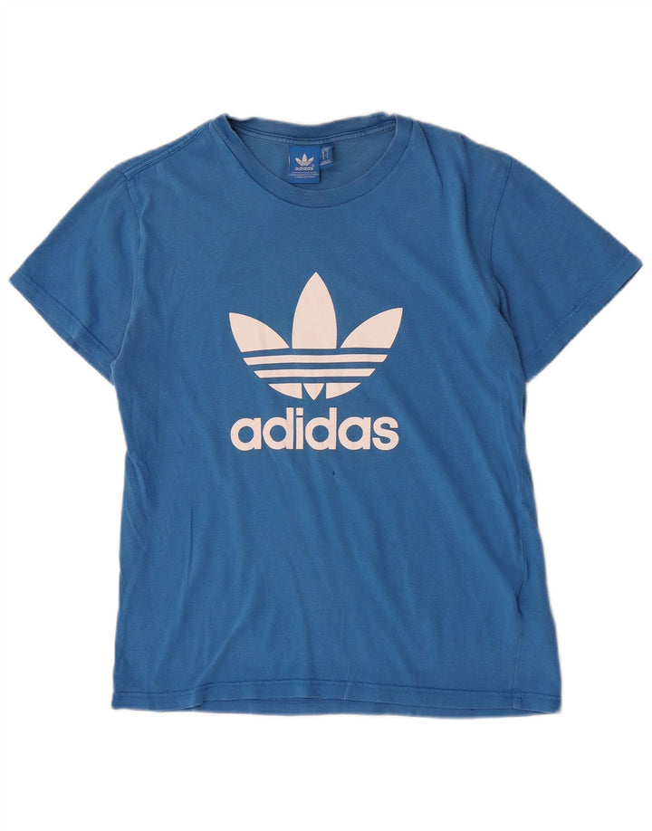 T-shirt grafica da uomo Adidas Top piccola in cotone blu
