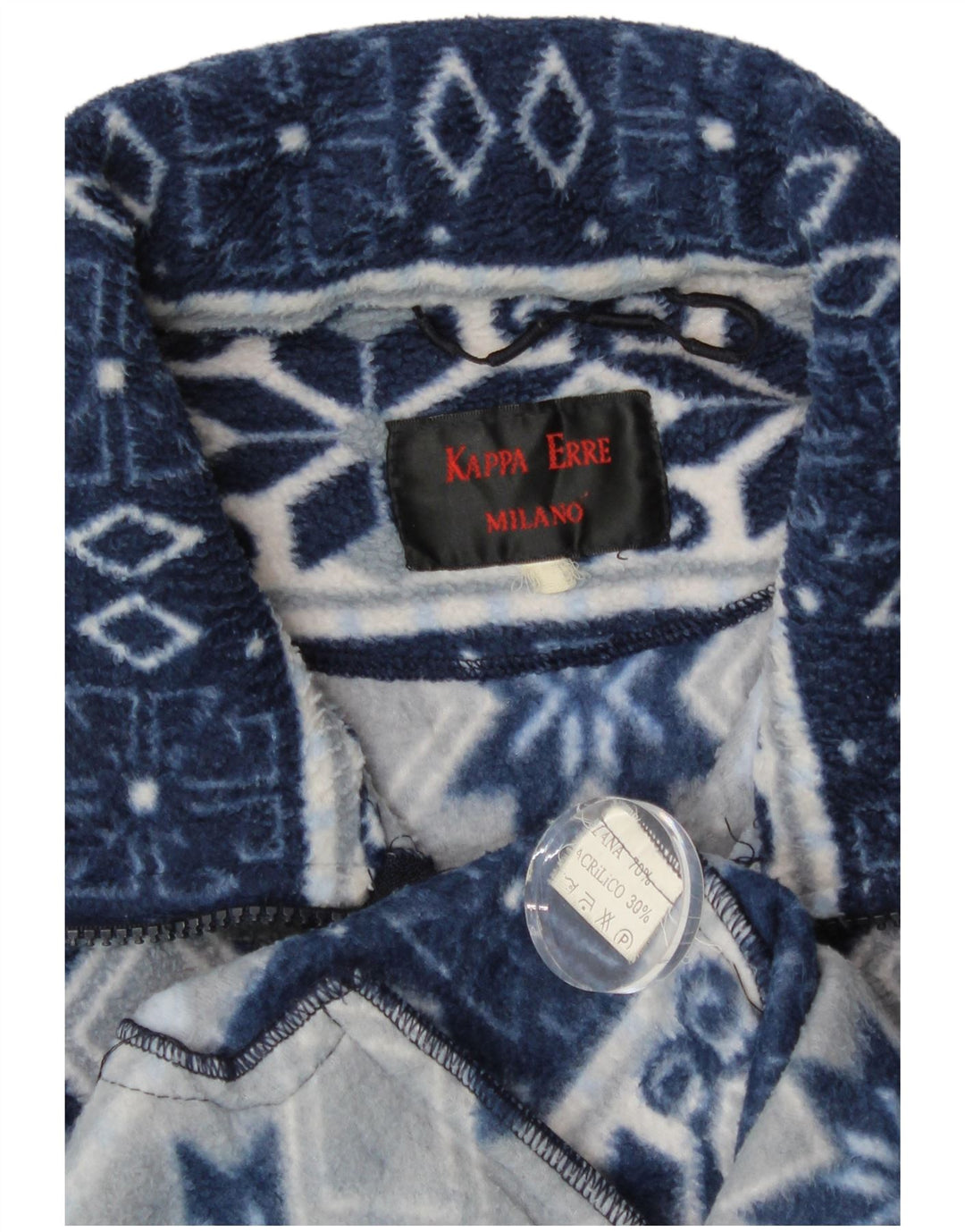 Giacca in pile da uomo Kappa UK 40 Large Blue Fair Isle Wool