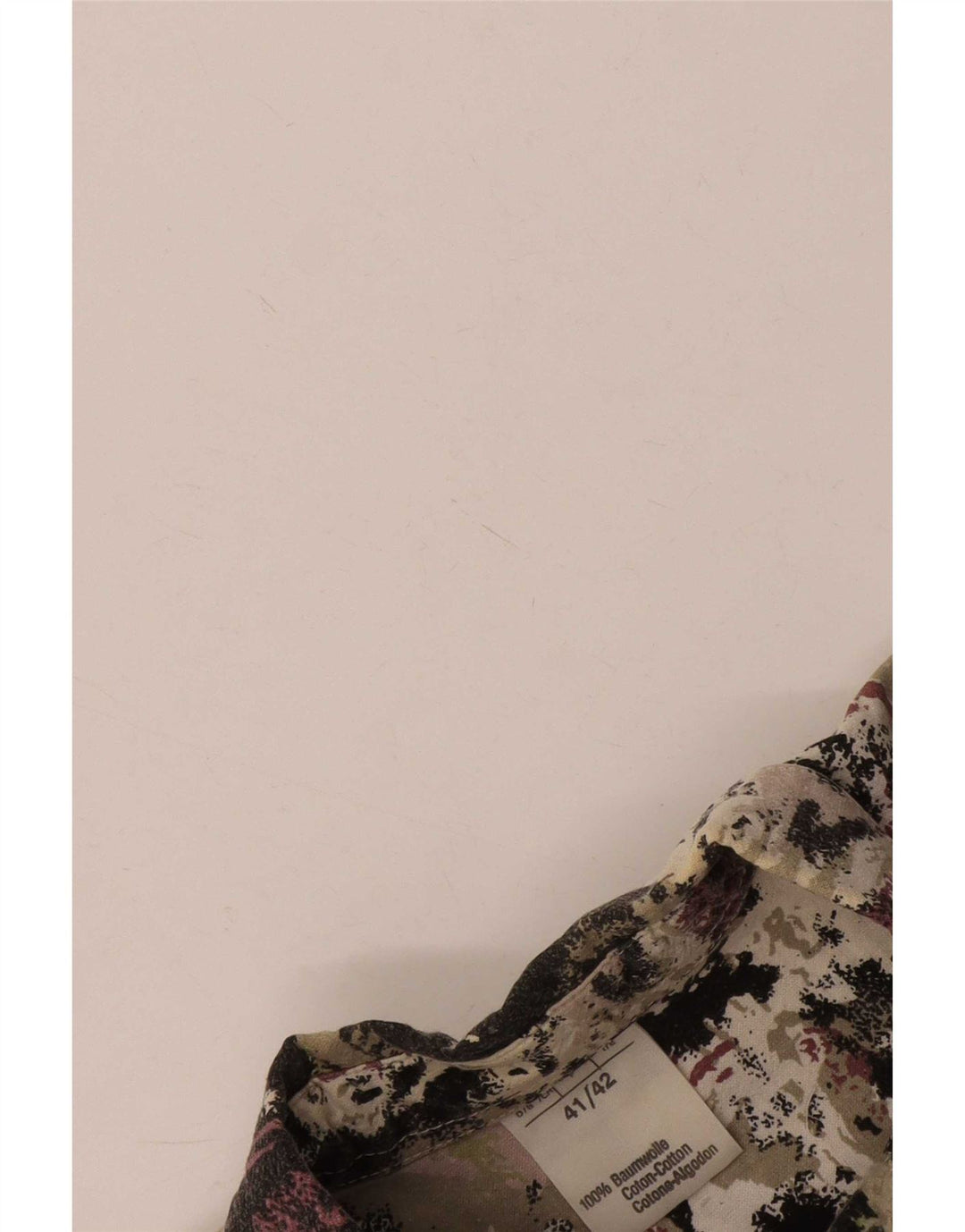 Camicia vintage da uomo con motivo astratto taglia 41/42 grande cotone multicolore