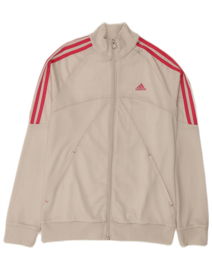 Giacca da ginnastica grafica per ragazze Adidas 14-15 anni in poliestere bianco