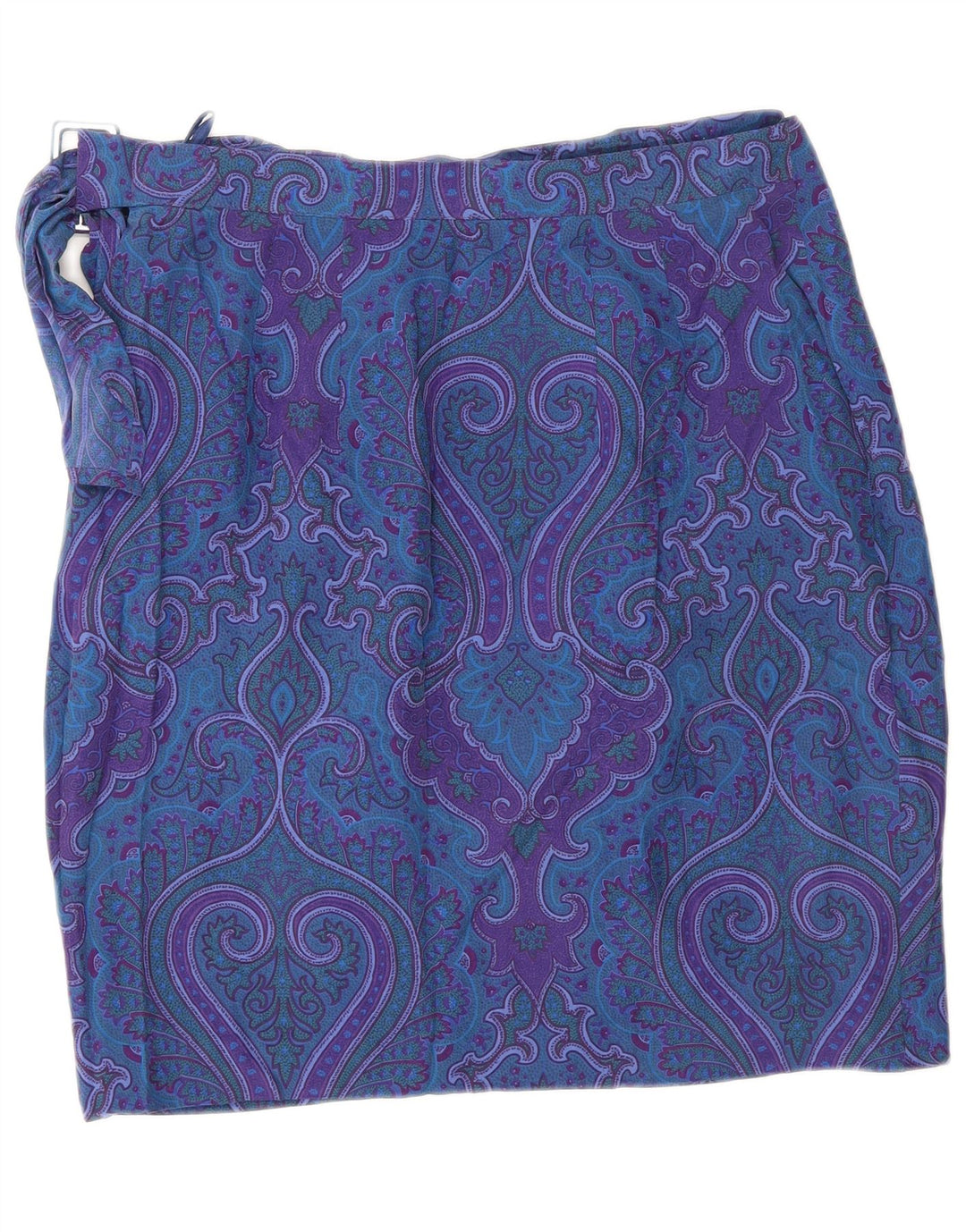 Gonna a portafoglio da donna VINTAGE EU 40 Media W30 Seta Paisley blu