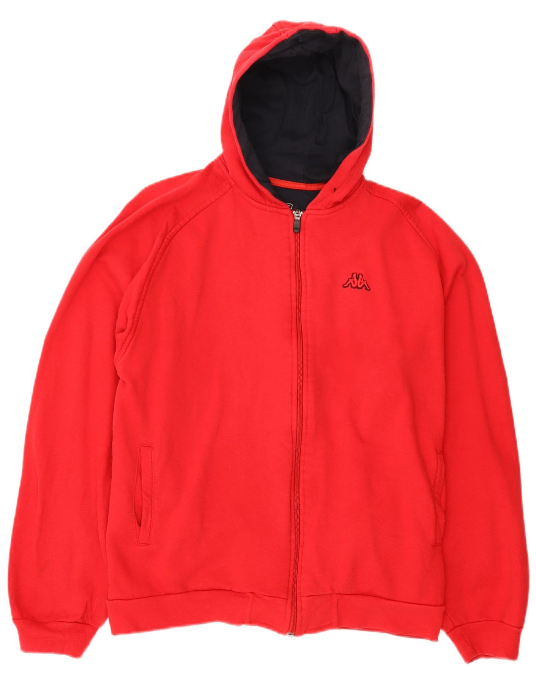 Maglione con cappuccio e zip da uomo Kappa grande rosso in cotone