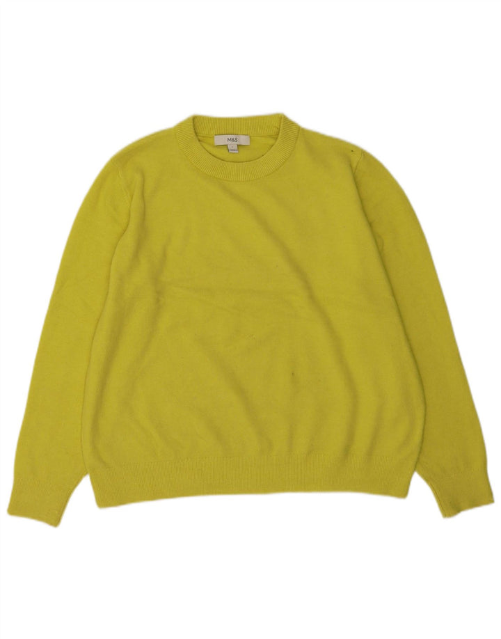 Maglione maglione girocollo da donna Marks & Spencer UK 16 grande giallo