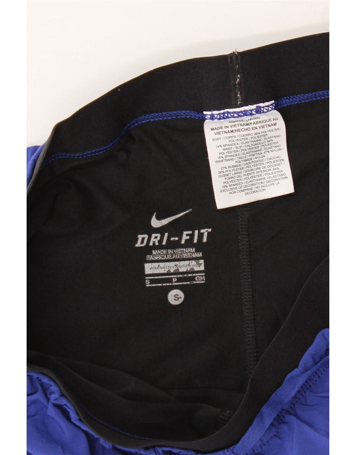 NIKE Womens Dri Fit Sport Shorts Small Blue Colourblock Polyester Vintage Nike and Second-Hand Nike from Messina Hembry 