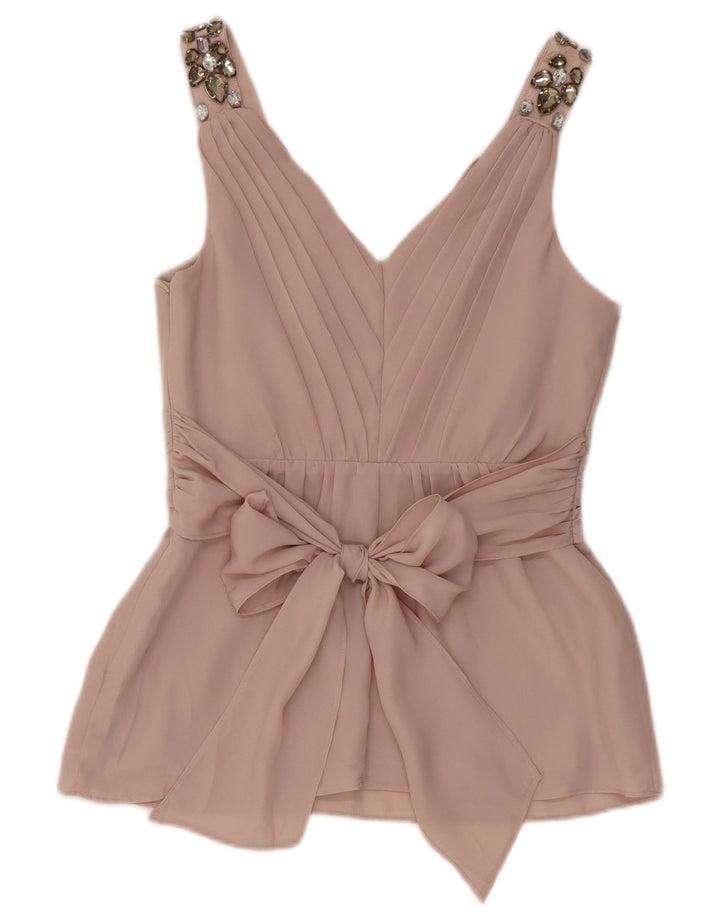 Top corto senza maniche da donna Coast in camicetta UK 8 piccolo poliestere rosa