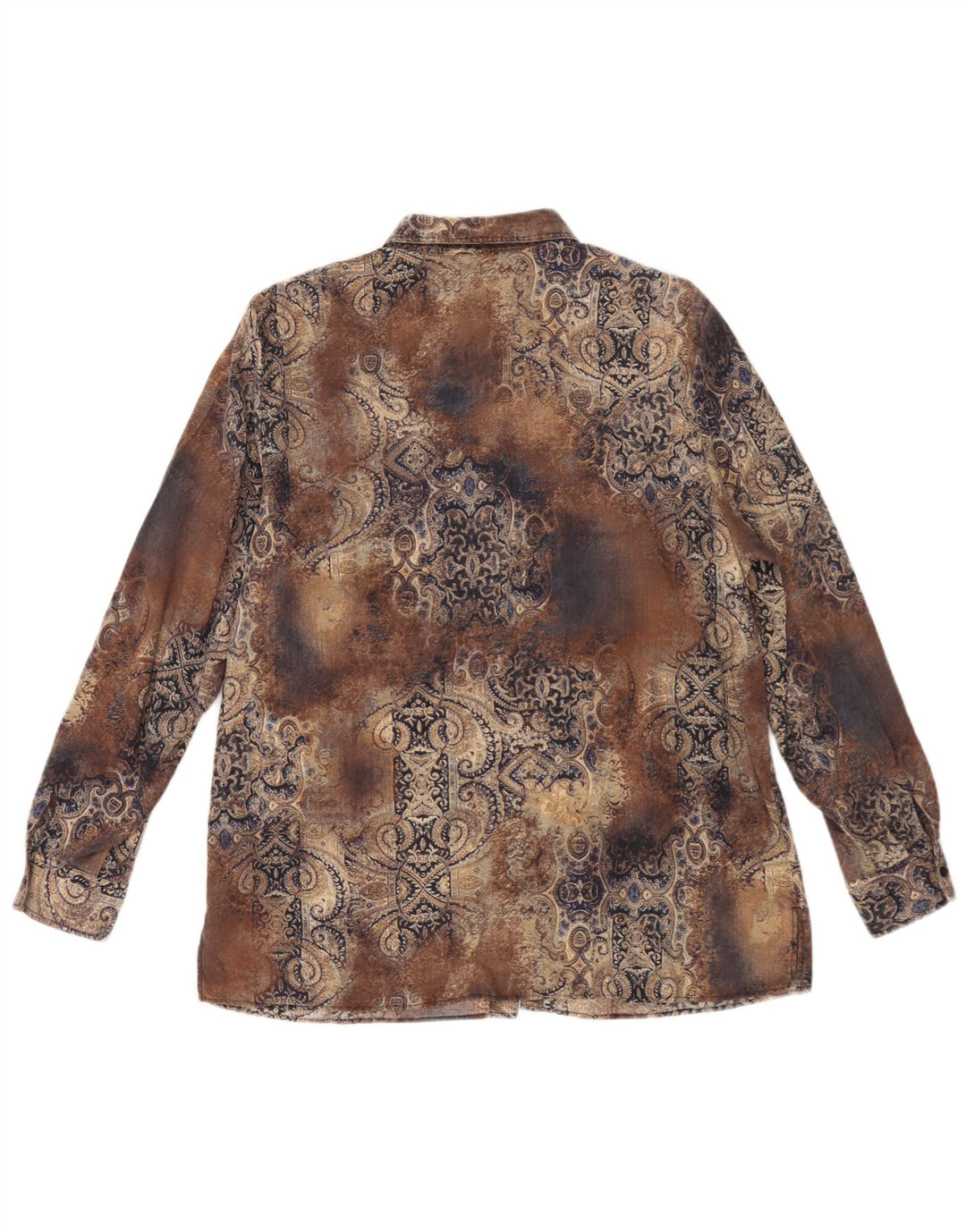Camicia oversize da donna vintage IT 44 Tencel Paisley marrone medio