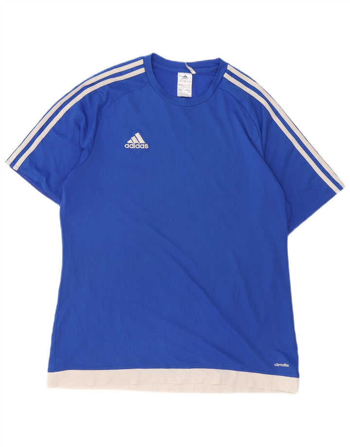T-shirt ADIDAS da uomo Climalite Top grande in poliestere color block blu