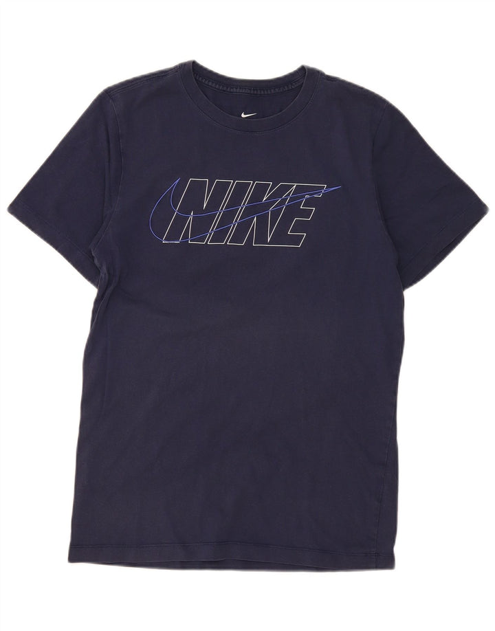 T-shirt grafica da uomo Nike Top Small in cotone blu navy