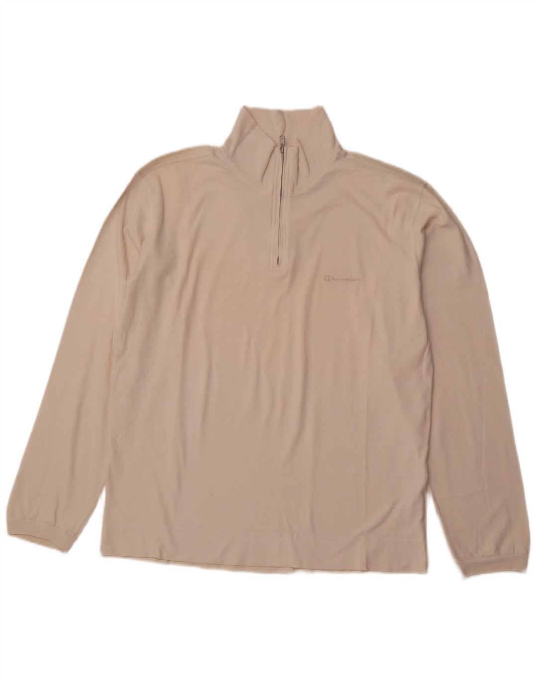 Felpa Champion da uomo con zip e collo, maglione XL, cotone bianco