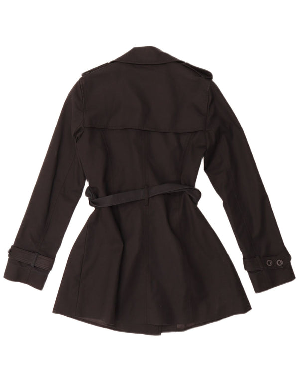 Hobbs Womens Trench Coat UK 8 Small Black Cotton