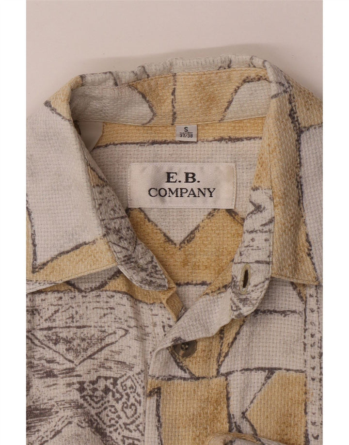 E.B. Camicia da uomo a maniche corte Company Taglia 37/38 Piccola geometrica beige