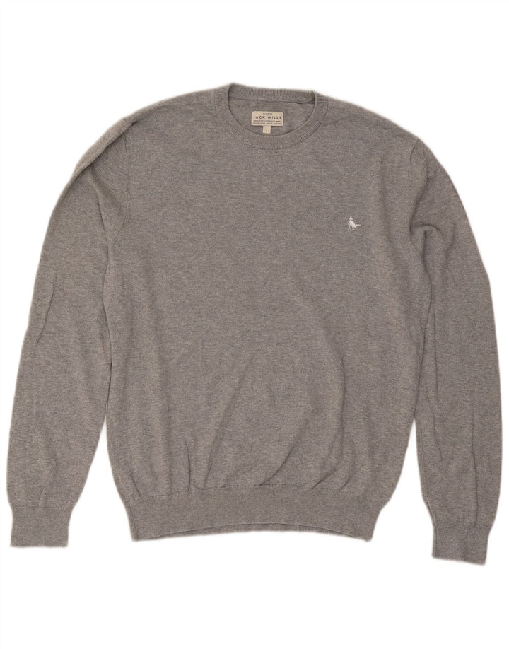 Maglione maglione girocollo da uomo Jack Wills grande cotone grigio