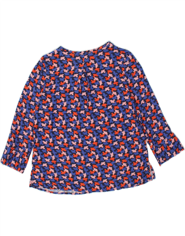 CREW CLOTHING Womens Abstract Pattern Blouse Top US 8 Medium Blue Viscose Vintage Crew Clothing and Second-Hand Crew Clothing from Messina Hembry 