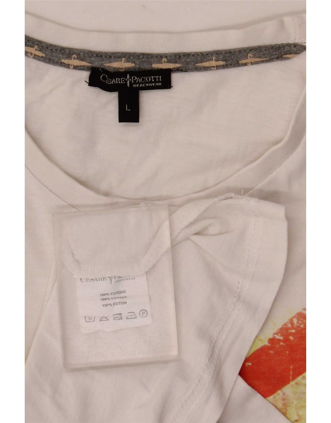 Cesare Paciotti T-shirt grafica da uomo grande in cotone bianco