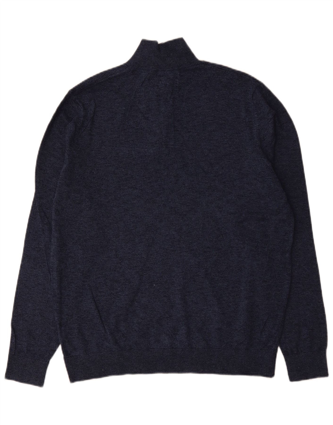 Maglione da uomo Marks & Spencer con zip e collo grande in cotone screziato blu navy