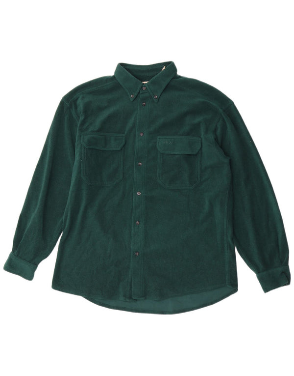 Camicia in pile da uomo Fila Large in poliestere verde