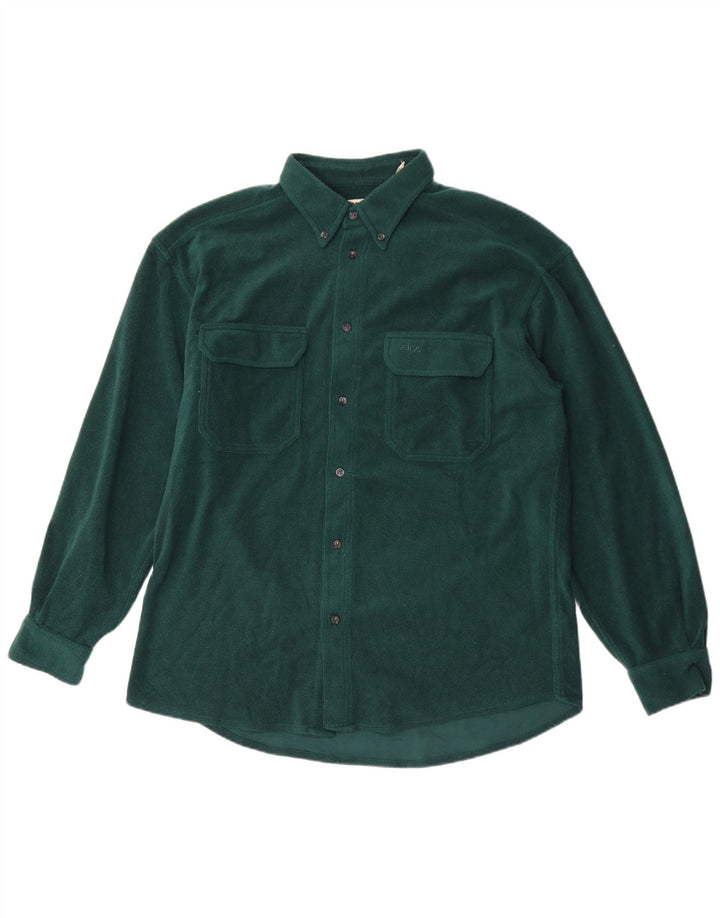 Camicia in pile da uomo Fila Large in poliestere verde