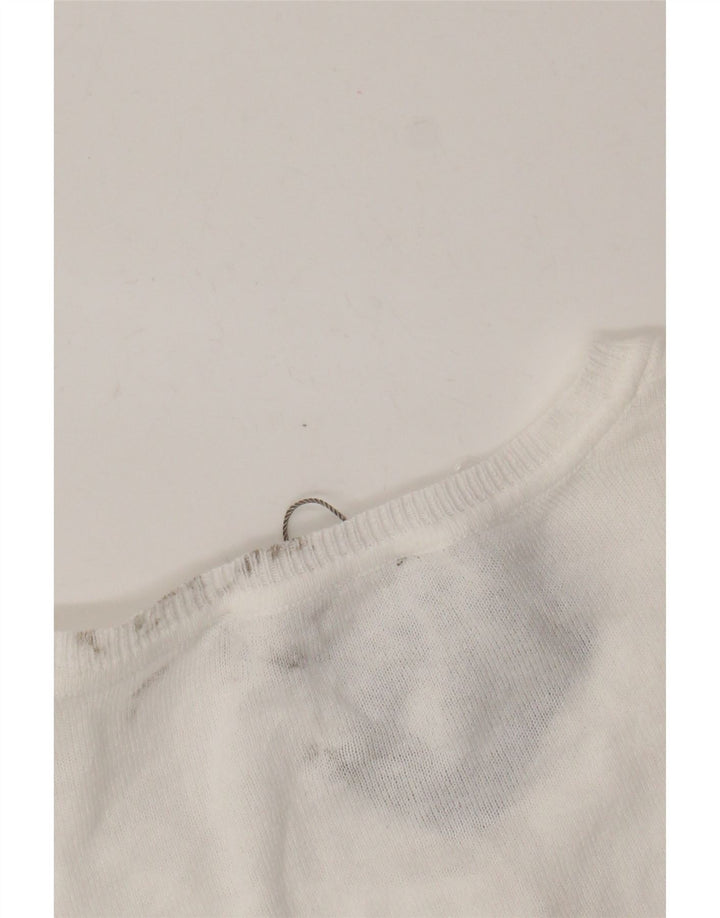 Maglione Bolero corto da donna Oasis UK 12 cotone bianco medio