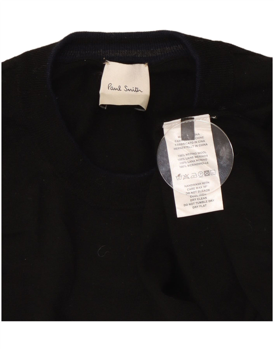 Paul Smith Uomo Maglione Girocollo Maglione Grande Lana Nera