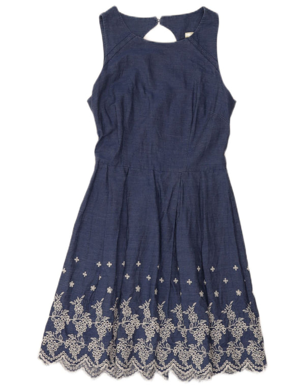 Abito a trapezio senza maniche da donna Oasis UK 8 Piccolo cotone floreale blu