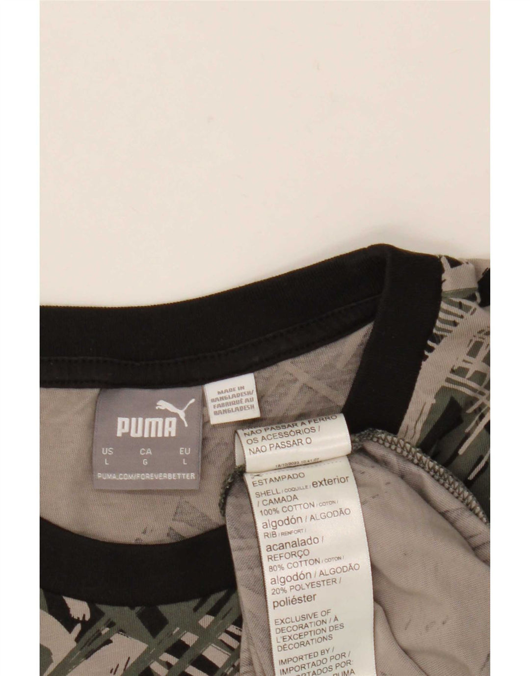 T-shirt grafica da uomo con motivo astratto Puma, taglia grande, in cotone nero