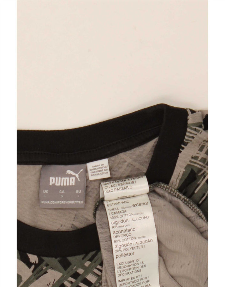 T-shirt grafica da uomo con motivo astratto Puma, taglia grande, in cotone nero
