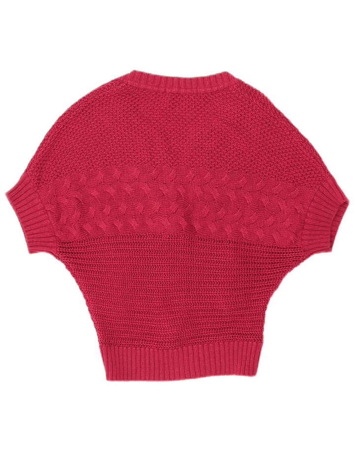 Maglione cardigan a pipistrello da donna vintage UK 14 grande rosa