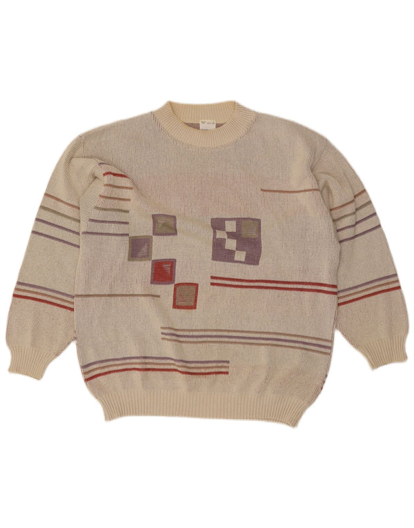 Maglione girocollo da uomo vintage IT 48/50 Grigio medio geometrico