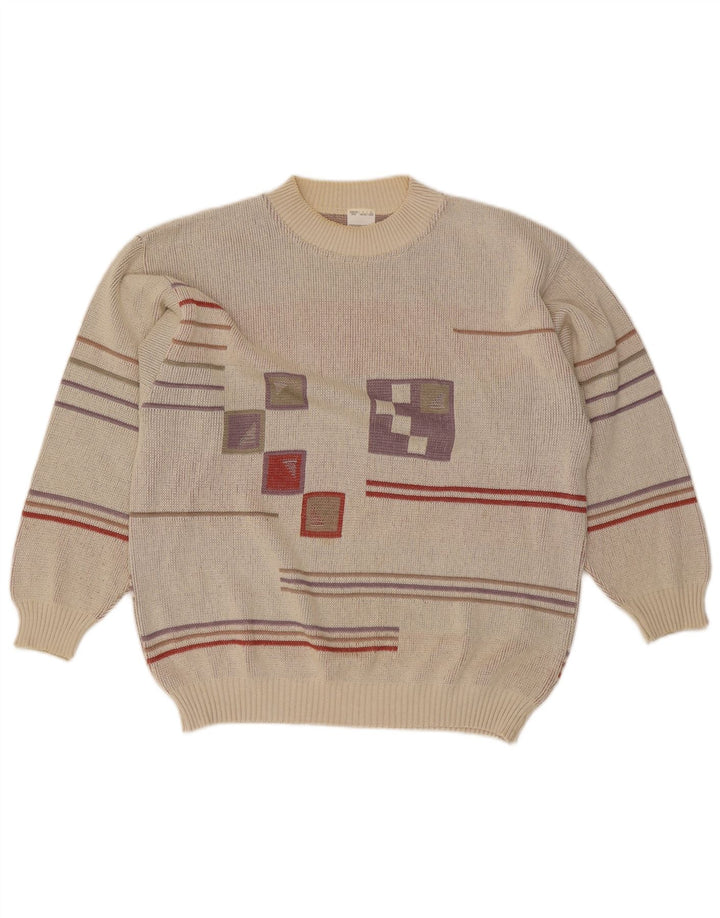 Maglione girocollo da uomo vintage IT 48/50 Grigio medio geometrico