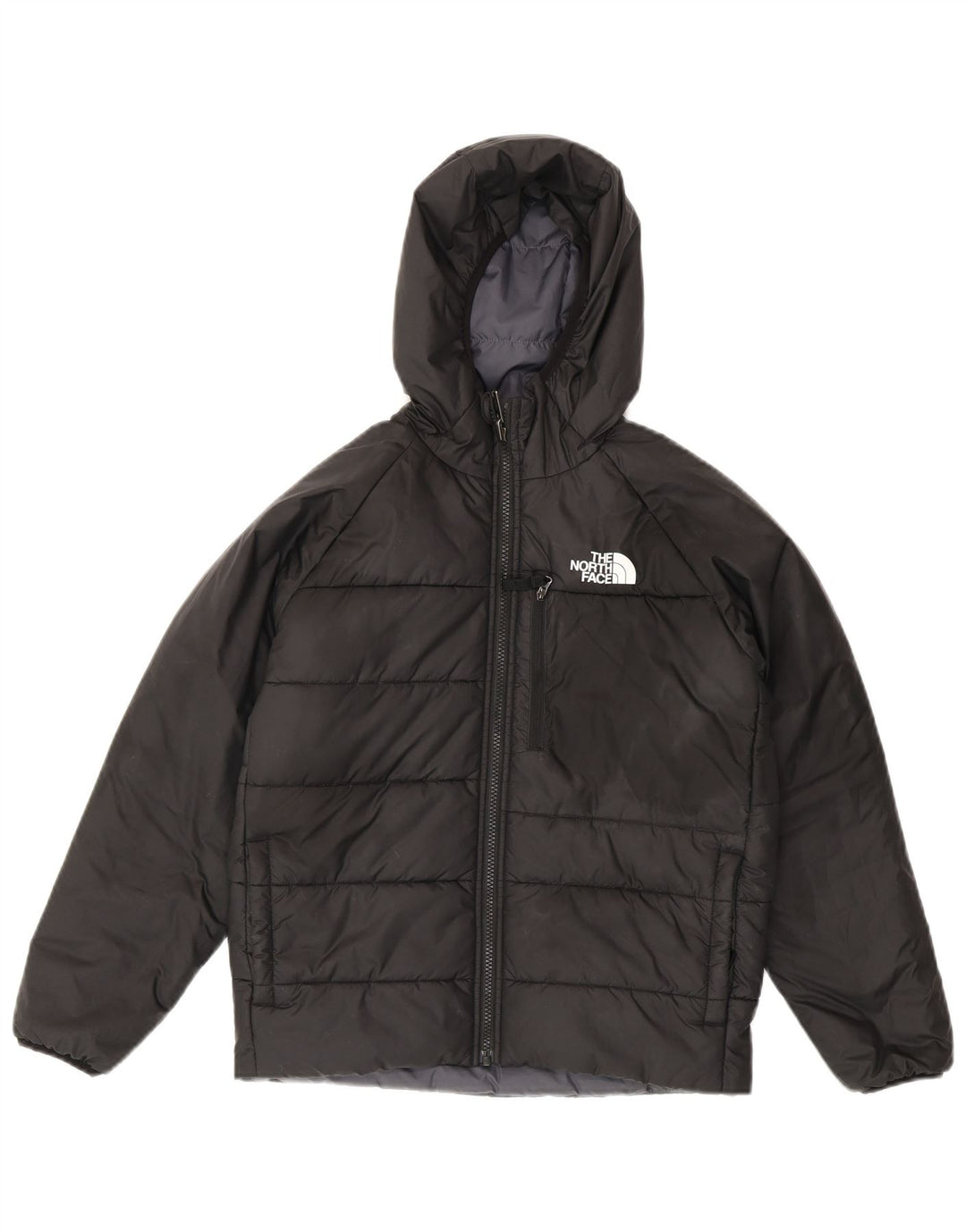 Giacca imbottita reversibile con cappuccio The North Face da ragazzo 11-12 anni grigia