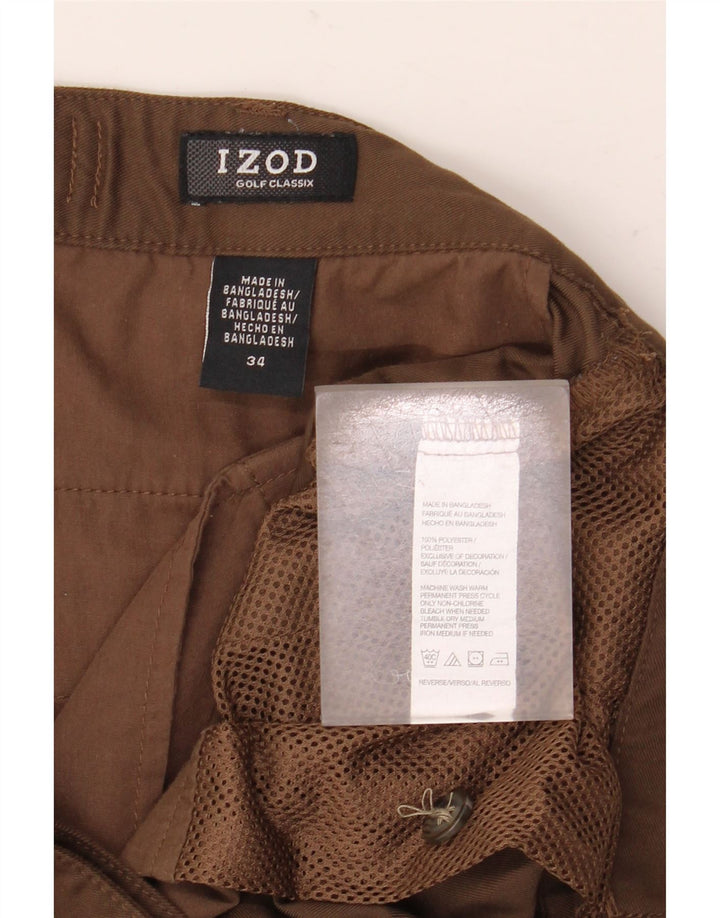 Pantaloncini chino da uomo con ancoraggio IZOD W34 Large Marrone Poliestere