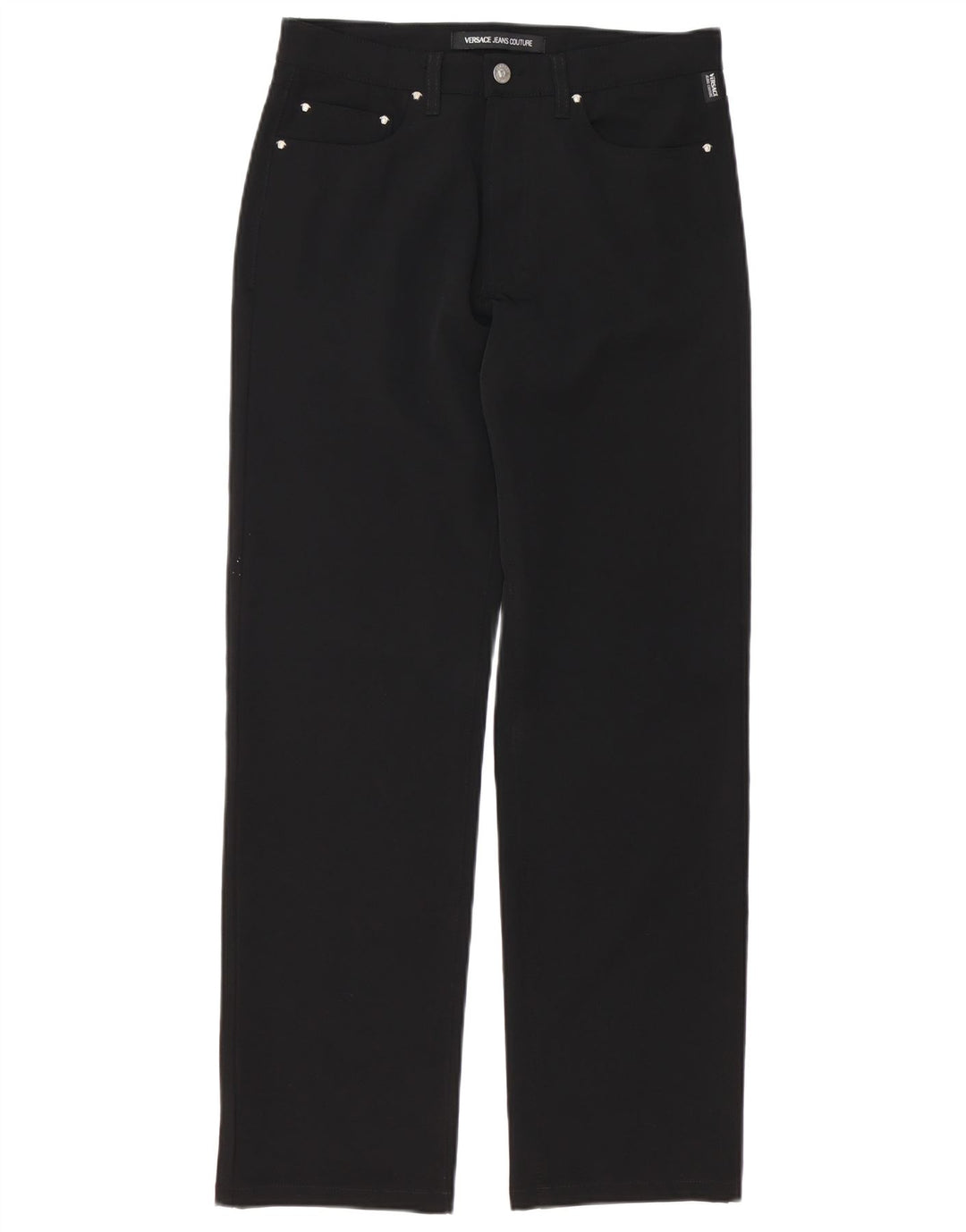 VERSACE Pantaloni casual dritti da uomo IT 46 Small W32 L30 Poliestere nero