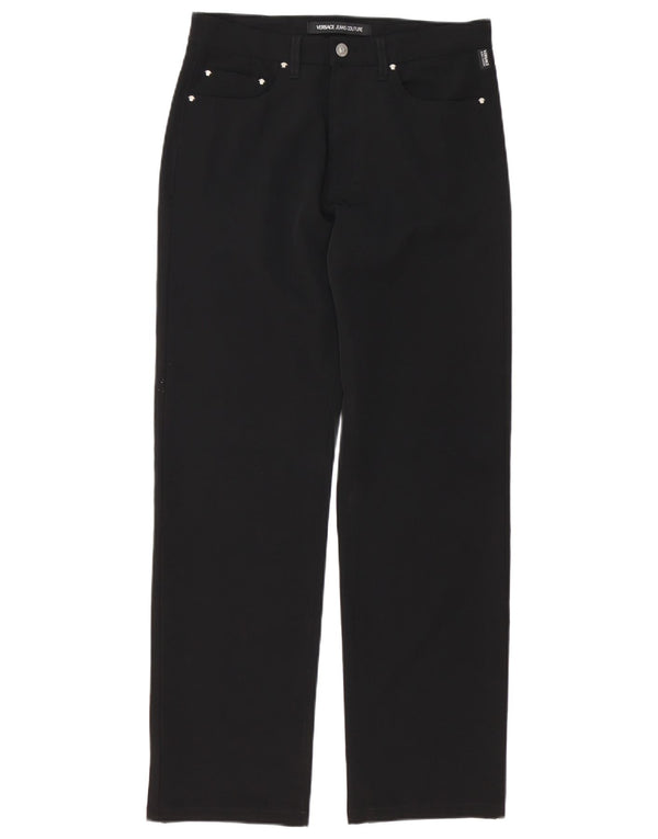 VERSACE Pantaloni casual dritti da uomo IT 46 Small W32 L30 Poliestere nero