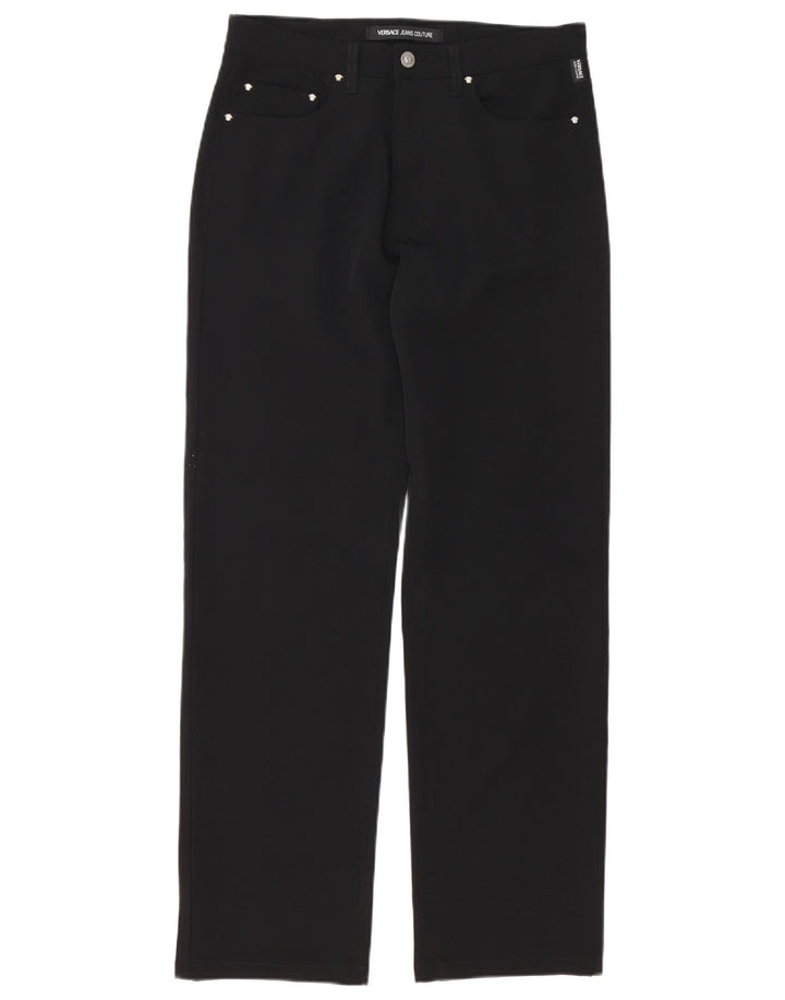 VERSACE Pantaloni casual dritti da uomo IT 46 Small W32 L30 Poliestere nero