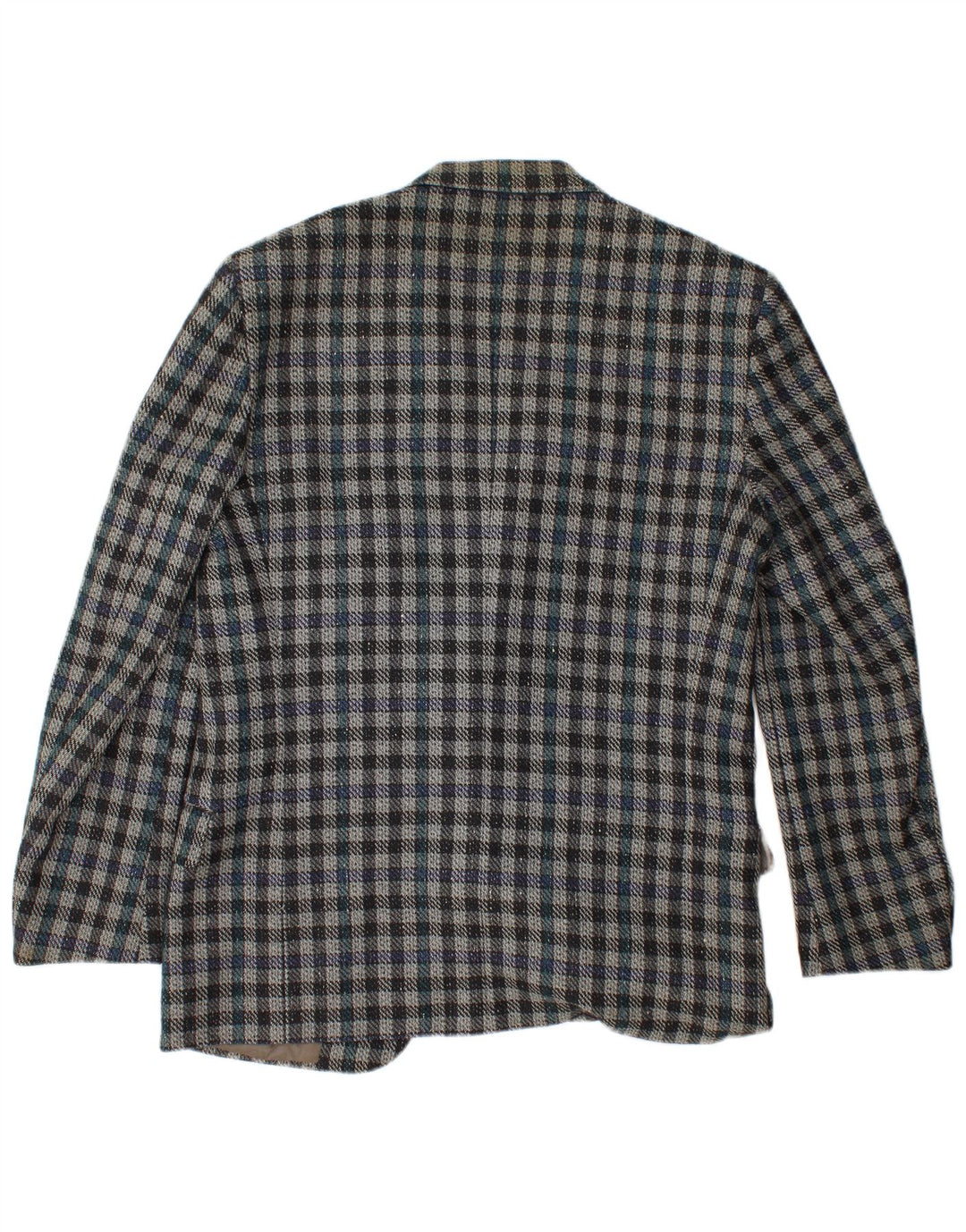 VALENTINO Giacca Blazer da Uomo a 2 Bottoni IT 50 Large Blue Check in Lana Vergine