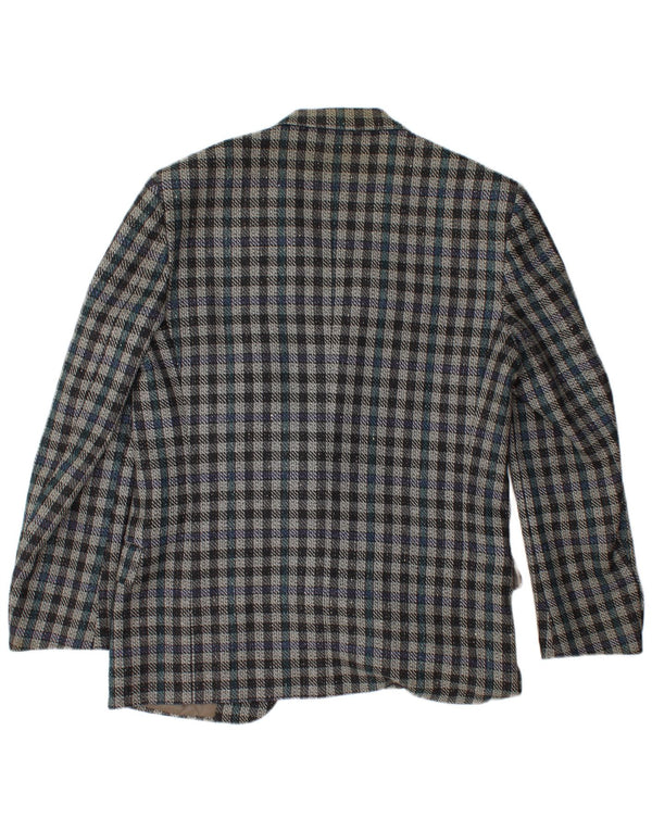 VALENTINO Giacca Blazer da Uomo a 2 Bottoni IT 50 Large Blue Check in Lana Vergine