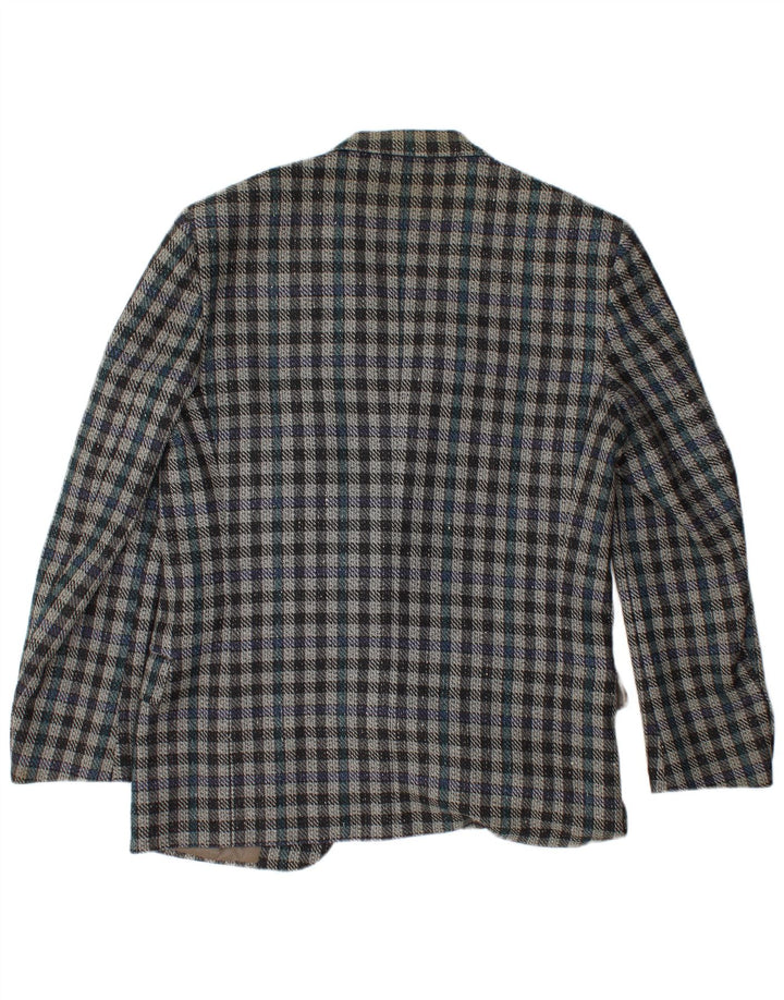 VALENTINO Giacca Blazer da Uomo a 2 Bottoni IT 50 Large Blue Check in Lana Vergine