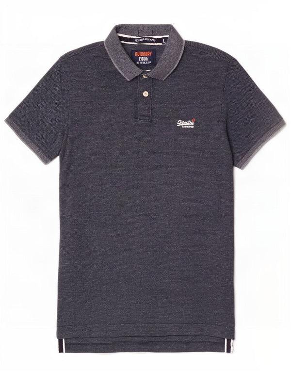 Polo da uomo Superdry Large in cotone screziato blu navy
